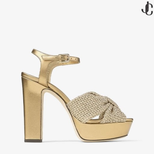 Heloise 120 Goud Metallic Nappa Leder Platform Sandalen