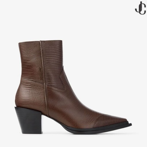 Cece AB 60 Koffie Hagedis Gedrukt Lederen enkellaarsjes