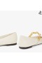 DIAMOND TILDA FLATSCREEN Latte Nappa Leer Flats met Ketting Herfst Collectie