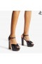 HELOISE 120 Zwart Nappa Leather Platform Sandalen Zomer Collectie