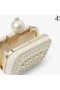 Witte Suede Clutch Bag met All-Over Parel Versiering MICRO CLOUD Hoog Zomer 2021