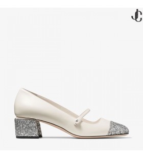 Elisa 45Silver/Latte Glitter Leer Pompen