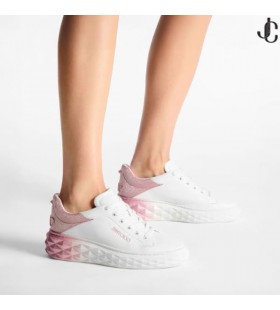 Diamond Maxi/F II Wit & Rose Nappa Leder Glitter Trainers