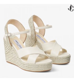 Latte Nappa Leather Wedge met Metalen Touw TrimDELLENA 100 Herfst Winter 19