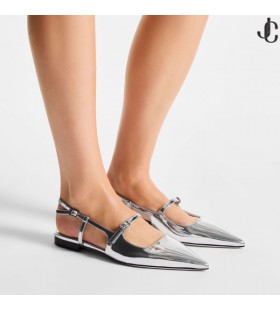 Didi Flatscreen Zilver van Vloeibaar Metaal, Leer Flats ONS