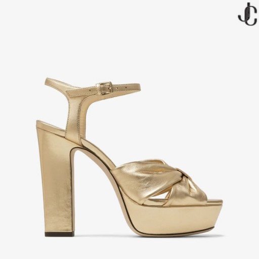HELOISE 120 Kulta Metallinen Nappa Nahka Platform Sandaalit Kesän Kokoelma