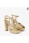 HELOISE 120 Kulta Metallinen Nappa Nahka Platform Sandaalit Kesän Kokoelma