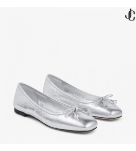 Elme Litteä Hopea Vintage Metallinen Nahka Flats