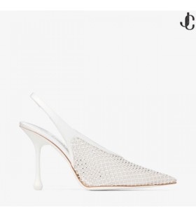 Isa-95 White Crystal Mesh Satiini Pumput