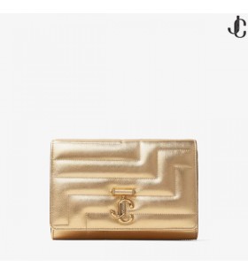 Gold Avenue Metallinen Nappa Nahka Kytkimen Bag Valo Kultaa JC-Tunnus AVENUE KYTKIN Syksy 2022 kokoelma