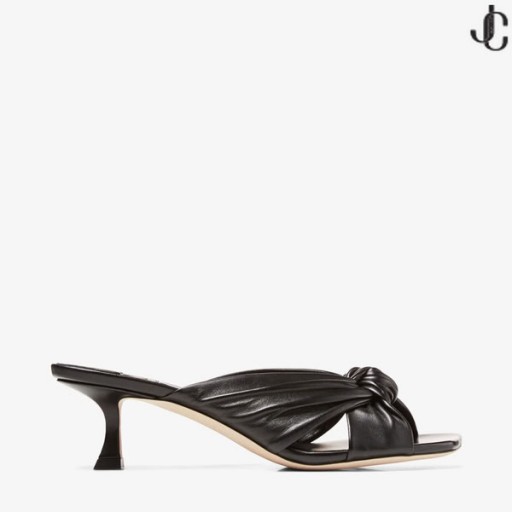Noir Cuir Nappa Mules 50 AVENUE d'Été Élevé 2021