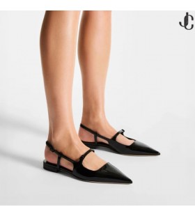 Didi Plat En Cuir Verni Noir Flats