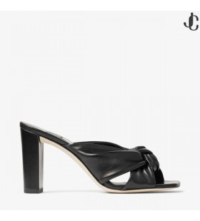 AVENUE de 85 Noir en Cuir Nappa de Mules de la Collection Été