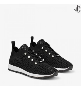 Veles Noir Crochet Tricot de Bas-Haut Formateurs avec des Perles