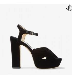 HELOISE 120 Velours Noir Sandales Plateforme d'Hiver de 2022 collection