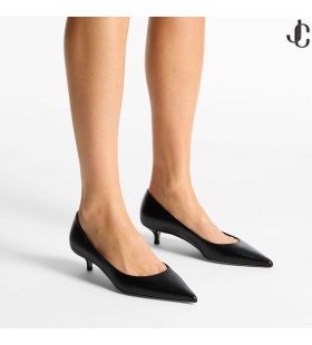 Amelia Cuir De Veau Noir Pompes