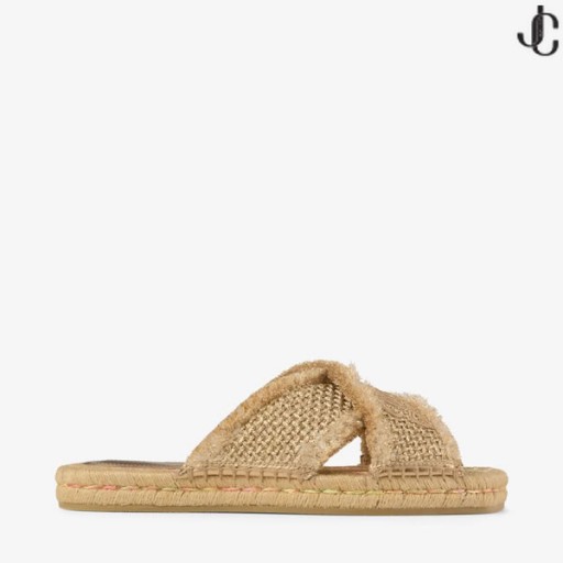 Aciel Sandalen Flach Gold Woven Stoff Sandalen