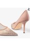 LIEBE 85 Ballet Pink Mesh Pointed-Toe Pumps mit Dégradé-Kristalle Sommer-Kollektion