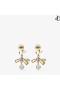 Band Perle Ohrring Gold Metal Ribbon Pearl Earring
