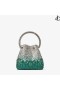 BON BON Smaragd und Silber Satin-Tasche mit Kristallen