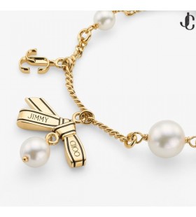 Multi-Charme-Band-Armband-Gold-Metall-Charme-Armband mit Bänder & Perlen