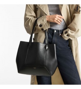 Diamant Tote/M Schwarz Kalb Leder Tasche