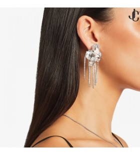 Herz Tropfen Ohrring Silber-Finish Herz Tropfen Ohrringe mit Kristallen