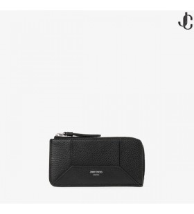 DM Lise-Z-M-Schwarz Körnig Kalb Leder Karte Halter