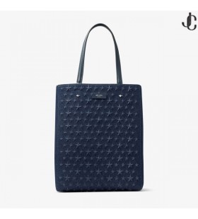 Ο Λένι Σκούρο Τζιν/Ασημένιο Ανάγλυφο Denim Tote Τσάντα