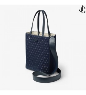 Ο Λένι Σκούρο Τζιν/Ασημένιο Ανάγλυφο Denim Tote Τσάντα