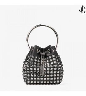 Bon Bon Μαύρο Σατέν Κρύσταλλο Τσάντα