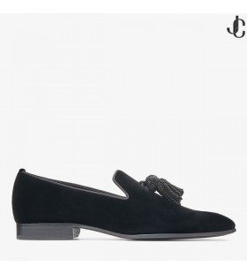 Μαύρο Βελούδο Slip-On Παπούτσια με το Θύσανο FOXLEY/M για το Φθινόπωρο-Χειμώνα το 2020